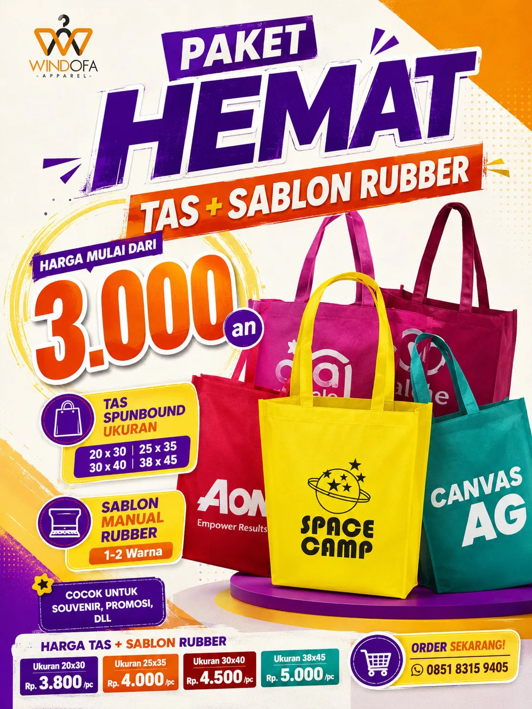 Paket Hemat Tas + Sablon